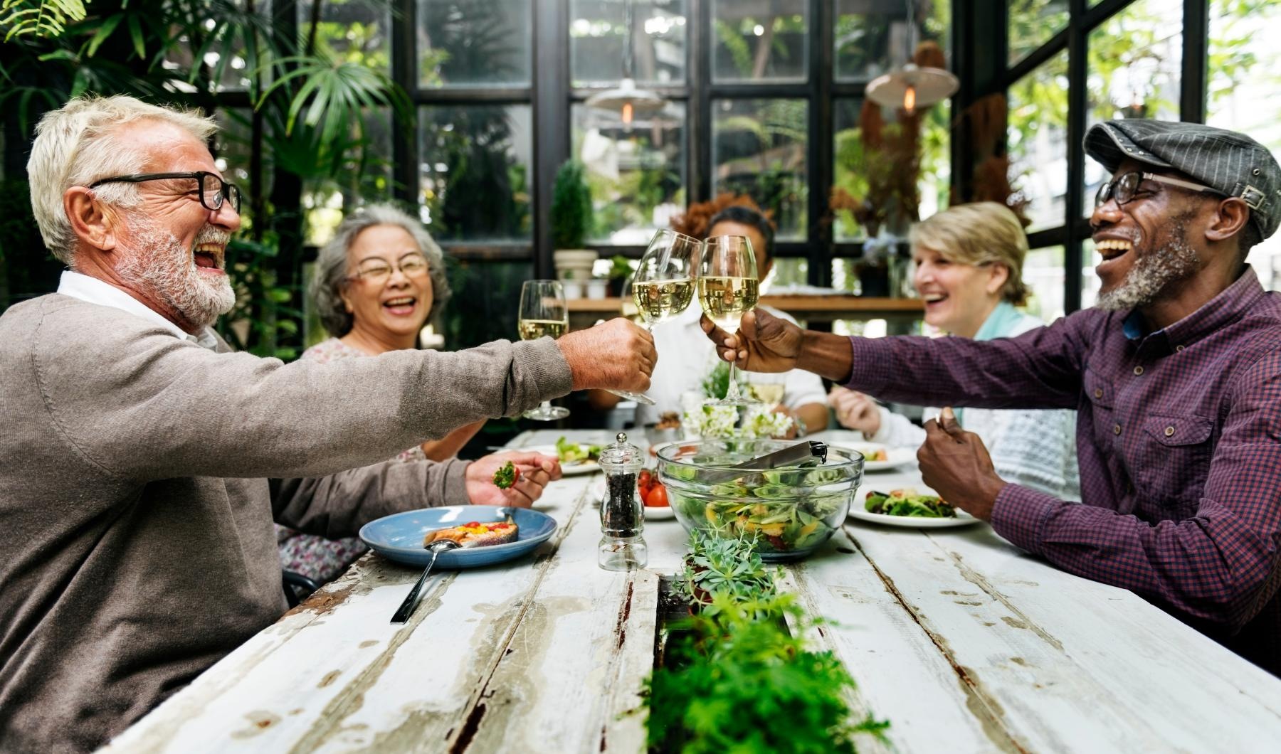a family sits around a table